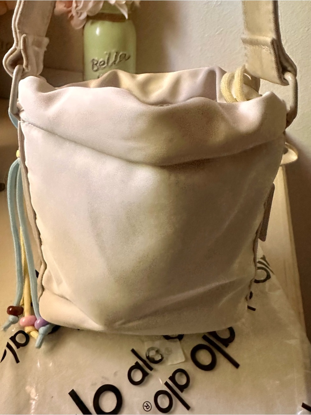ALO Yoga Cream Drawstring Puffer Mini Crossbody - Picture 6 of 8